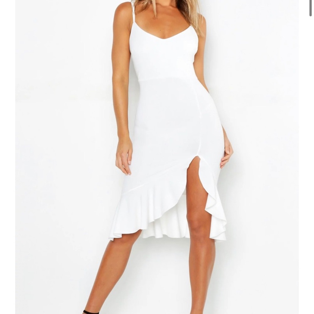Strappy Frill Hem Midi Dress